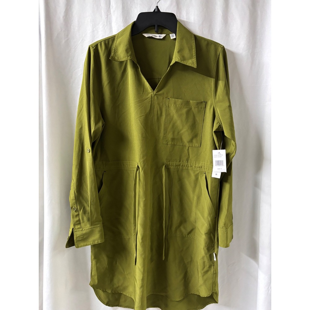 Shore to Summit Womens Utility Shirt Dress‎ Avocado Green Long Sleeve Size M NEW
